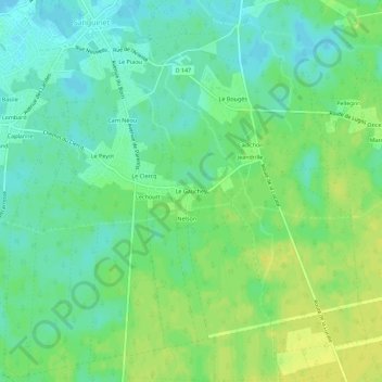 Le Gaucheyの地形図、標高、地勢