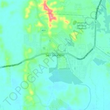 Seri Iskandarの地形図、標高、地勢