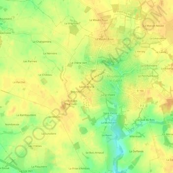 Sainte-Marieの地形図、標高、地勢
