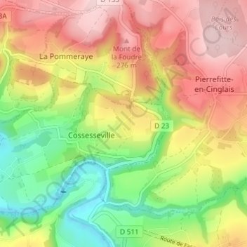 Le Jardinの地形図、標高、地勢