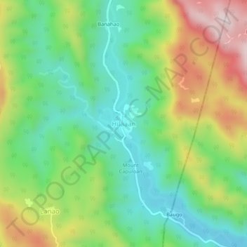 Hilaanの地形図、標高、地勢