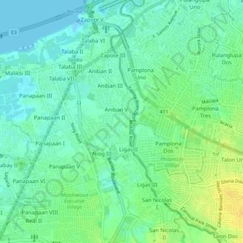 Ligas 1の地形図、標高、地勢