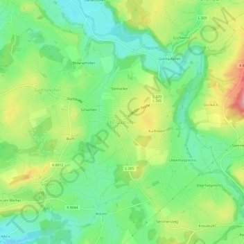 Christazhofenの地形図、標高、地勢