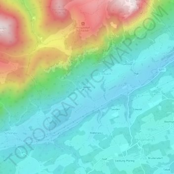Musterの地形図、標高、地勢