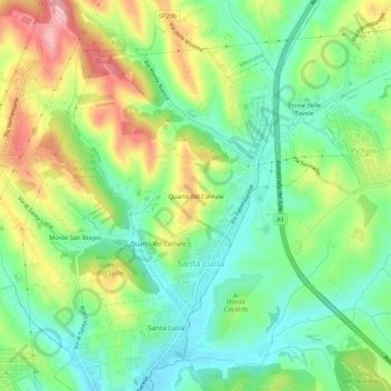 Quarto del Carnaleの地形図、標高、地勢