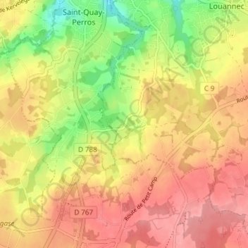 Malfosの地形図、標高、地勢