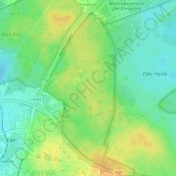 Edese Bos - Oostの地形図、標高、地勢