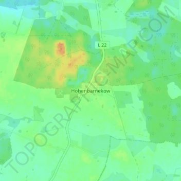 Hohenbarnekowの地形図、標高、地勢