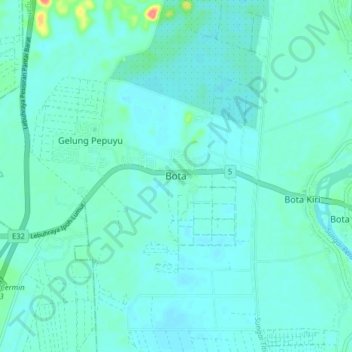 Botaの地形図、標高、地勢