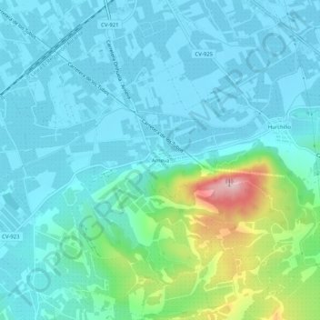 Arnevaの地形図、標高、地勢