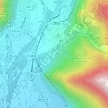 Berzoの地形図、標高、地勢