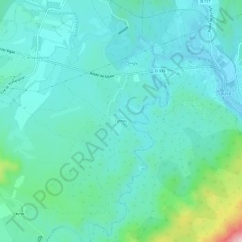 Tarrieuの地形図、標高、地勢