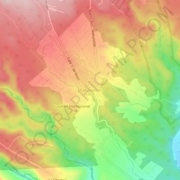Mahuixtlánの地形図、標高、地勢