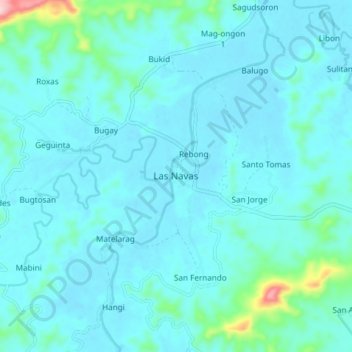 Las Navasの地形図、標高、地勢