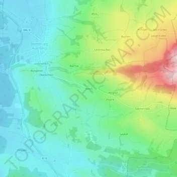 Hofenの地形図、標高、地勢