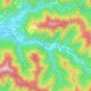 Morascoの地形図、標高、地勢