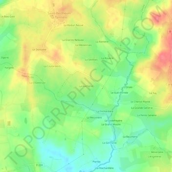 La Hacherieの地形図、標高、地勢