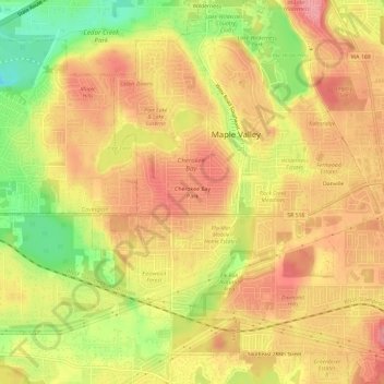 Cherokee Bay Parkの地形図、標高、地勢