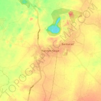 Nandini Nagarの地形図、標高、地勢