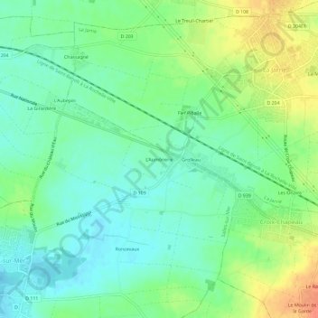 L'Aumônerieの地形図、標高、地勢