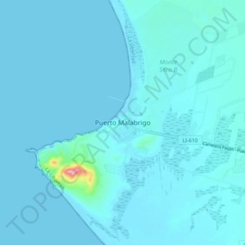 Puerto Malabrigoの地形図、標高、地勢