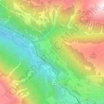 Stuglの地形図、標高、地勢