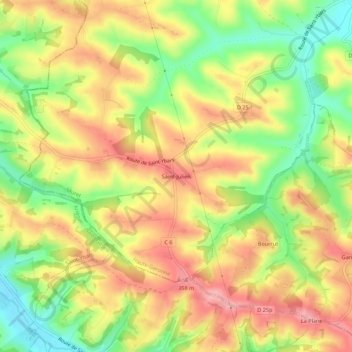 Saint-Julienの地形図、標高、地勢
