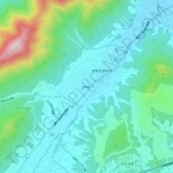 志和町の地形図、標高、地勢