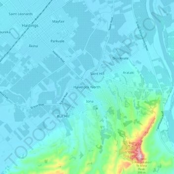Havelock Northの地形図、標高、地勢