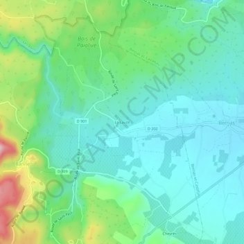 La Lauzeの地形図、標高、地勢