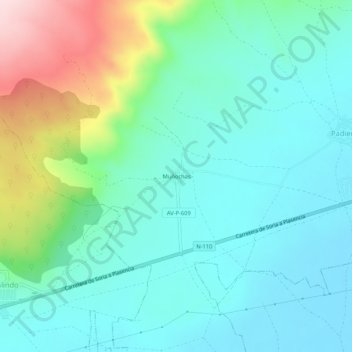 Muñochasの地形図、標高、地勢