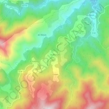 Baragaの地形図、標高、地勢