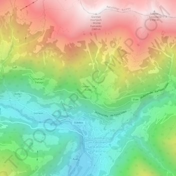 Glaitenの地形図、標高、地勢