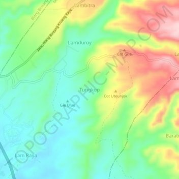 Tungkopの地形図、標高、地勢
