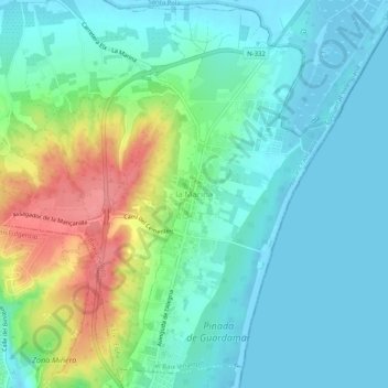 la Marinaの地形図、標高、地勢