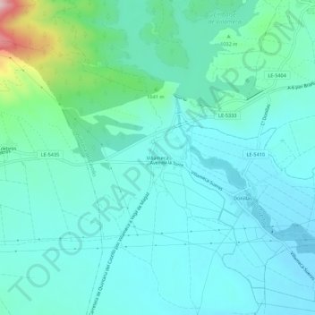 Villamecaの地形図、標高、地勢