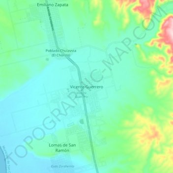 Vicente Guerreroの地形図、標高、地勢