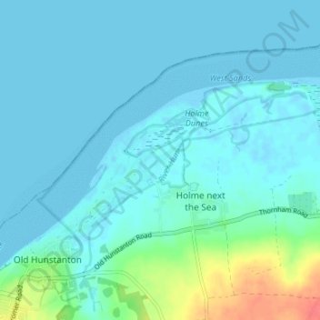 Flaxleyの地形図、標高、地勢