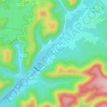 La Grande Haieの地形図、標高、地勢