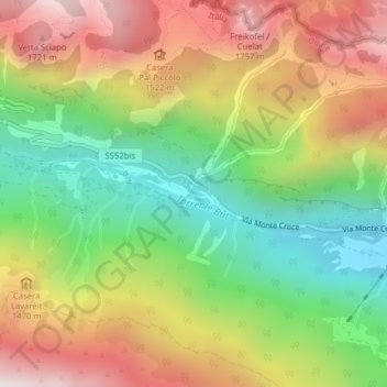 Laghetti di Timauの地形図、標高、地勢