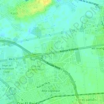 Haouch El Bayの地形図、標高、地勢