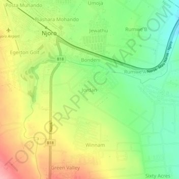 Jordanの地形図、標高、地勢
