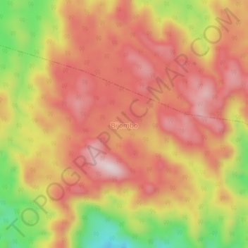 Bijomboの地形図、標高、地勢