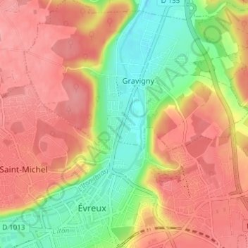 Saint-Nicolasの地形図、標高、地勢