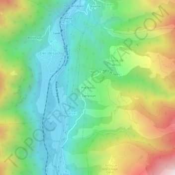 Prat Naouの地形図、標高、地勢