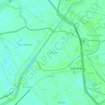 Francesの地形図、標高、地勢