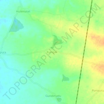 Kunigaliの地形図、標高、地勢