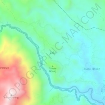 Saluの地形図、標高、地勢