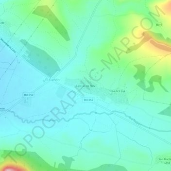 Lastras de Tezaの地形図、標高、地勢