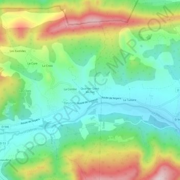Quartier Saint-Michelの地形図、標高、地勢